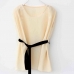 Beige Chiffon Blouse with Black Sash
